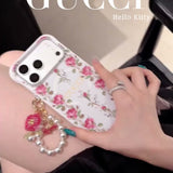 Pink Crystal Kitty Floral iPhone Case