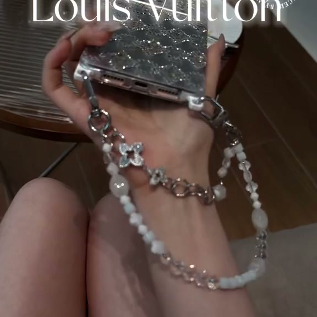Silver Crystal Lace Chain iPhone Case