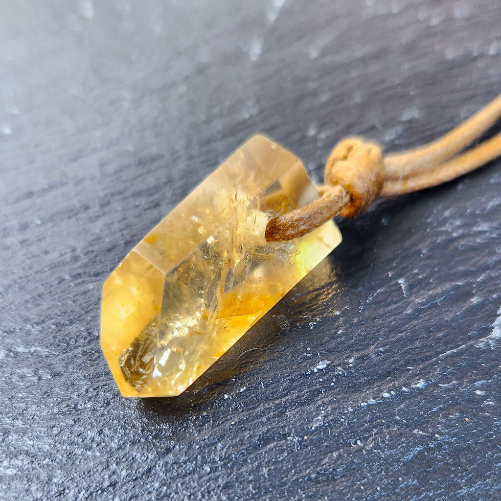 Citrine Pendant Adjustable Necklace