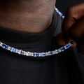 Blue Mixed Oval Cut Tennis Chain in White Gold - 5mm