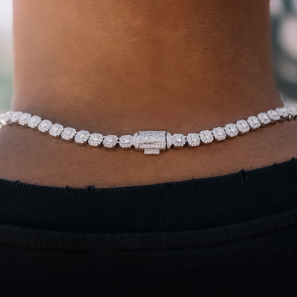 Micro Clustered Rosary Chain in White Gold - 6mm