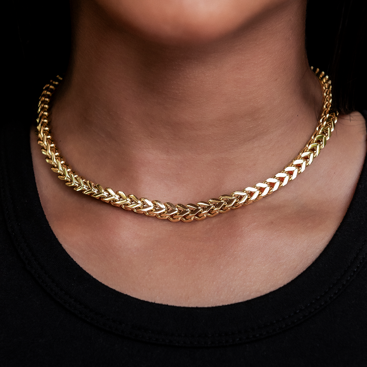 Franco Chain in Hollow Yellow Gold - 6mm