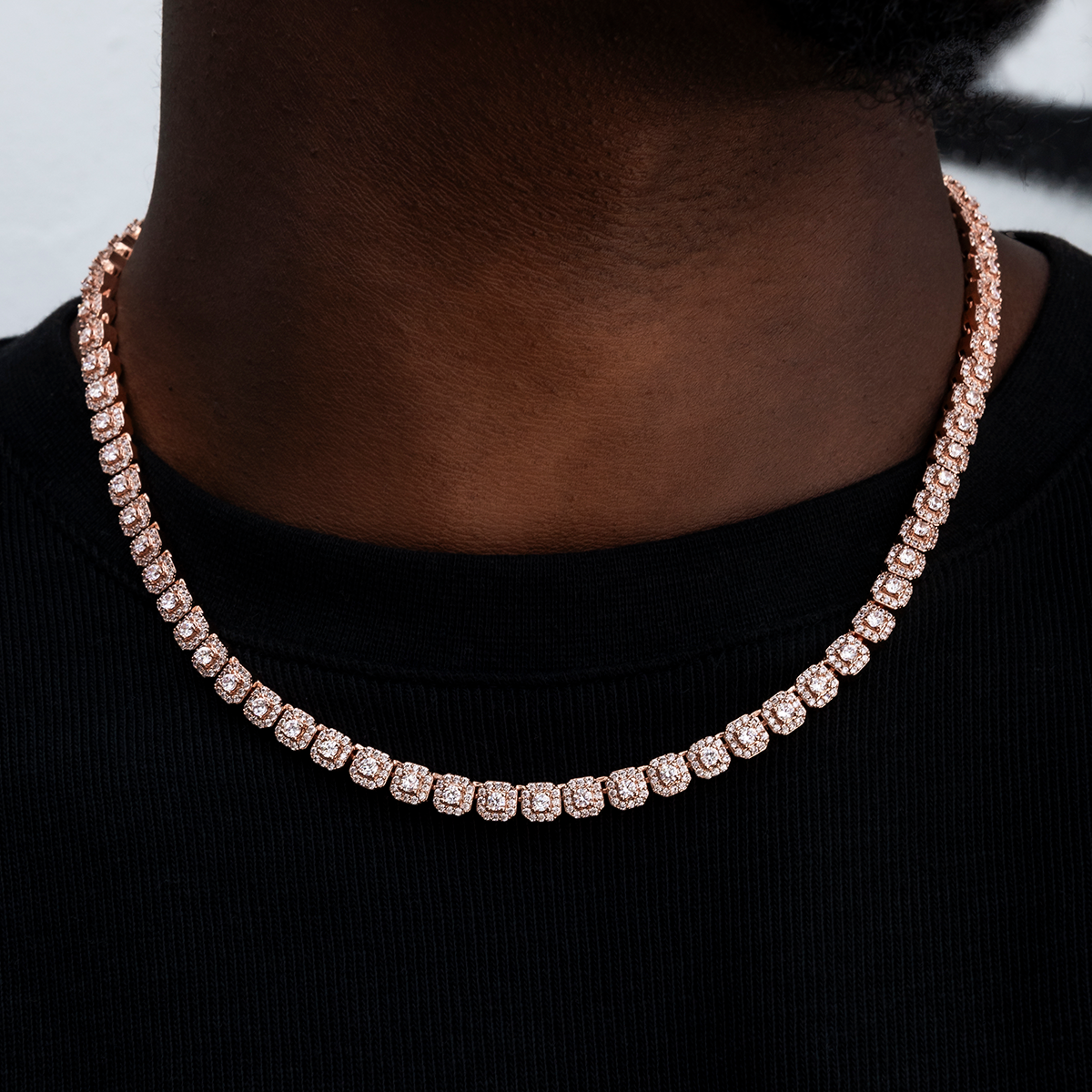 Micro Clustered Tennis Chain in Rose Gold - 6mm