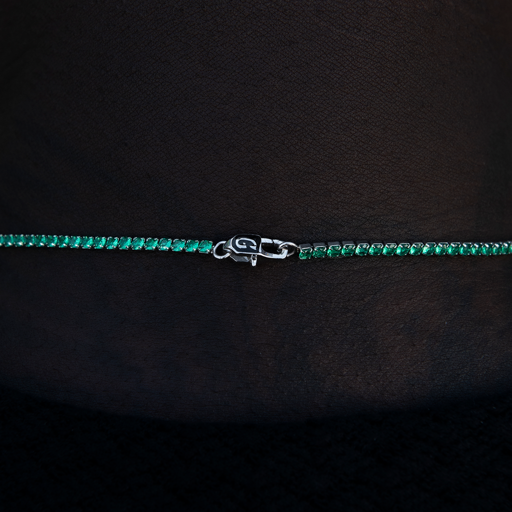 Emerald Diamond Micro Tennis Chain