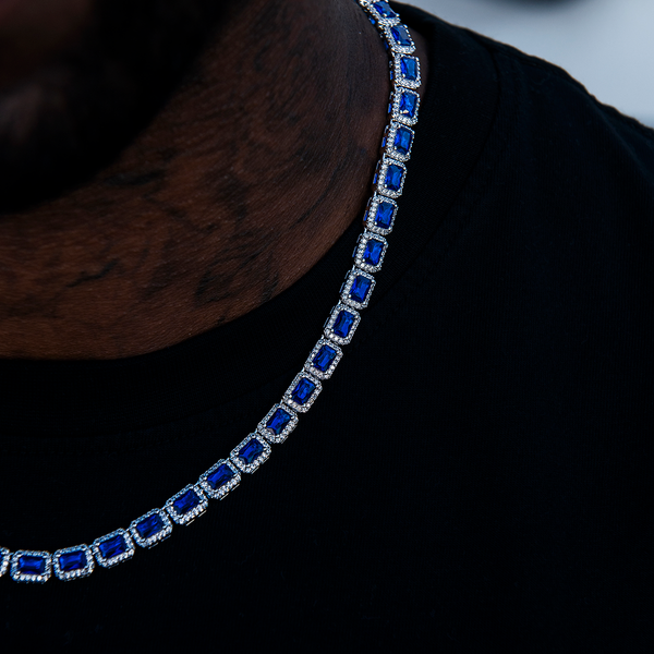Sapphire Cushion Cut Tennis Chain in White Gold - 7mm