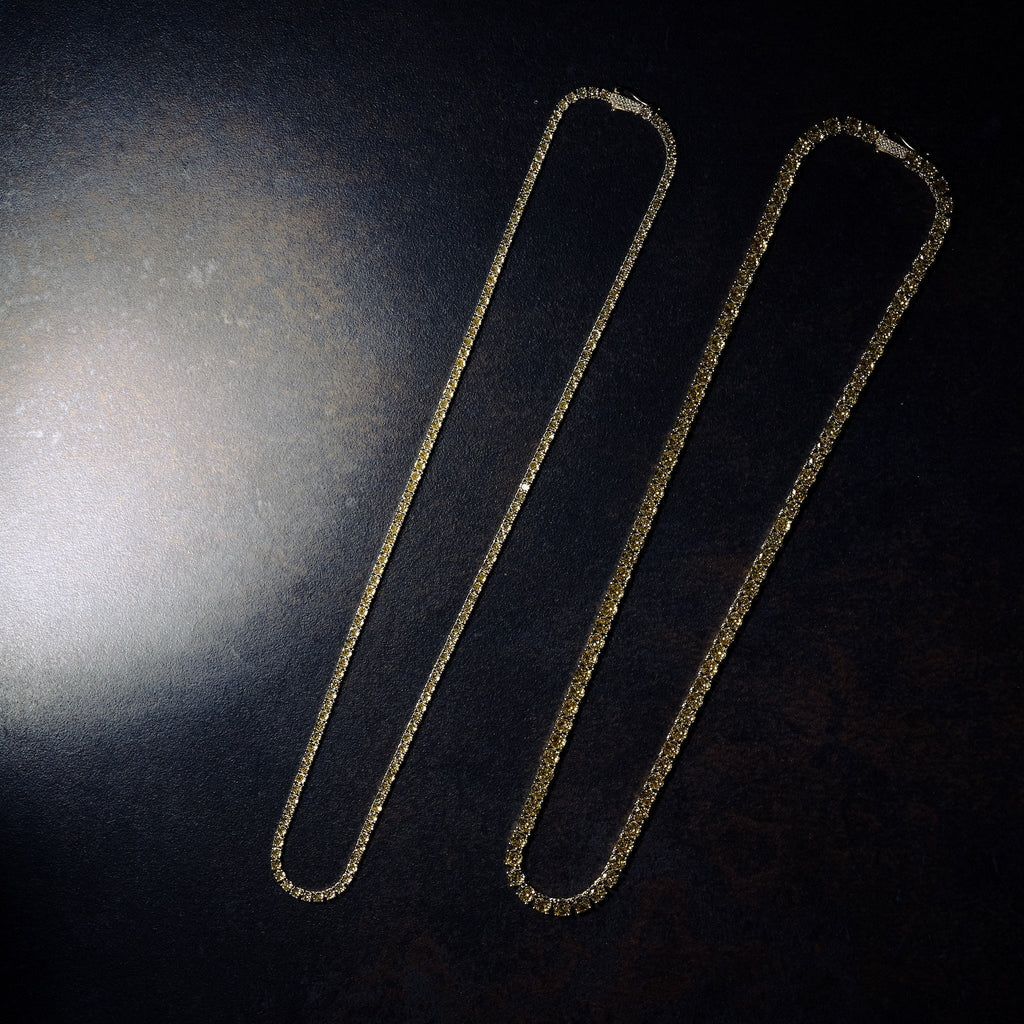 GLD X Bloody Osiris 3mm Lab Diamond Canary Tennis Chain in Solid Yellow Gold