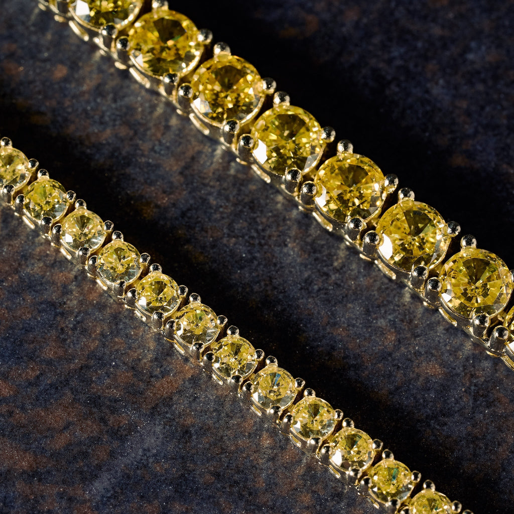 GLD X Bloody Osiris 5mm Lab Diamond Canary Tennis Chain in Solid Yellow Gold