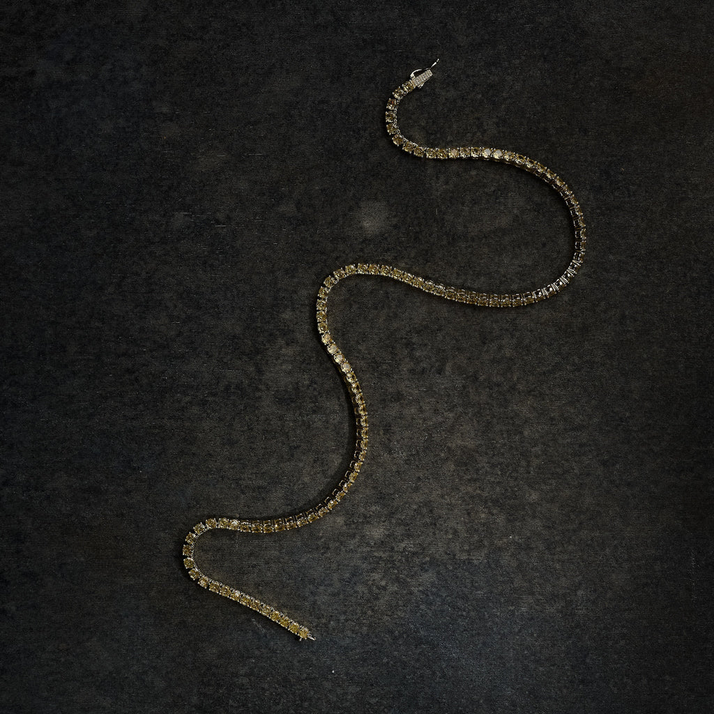 GLD X Bloody Osiris 3mm Lab Diamond Canary Tennis Chain in Solid Yellow Gold