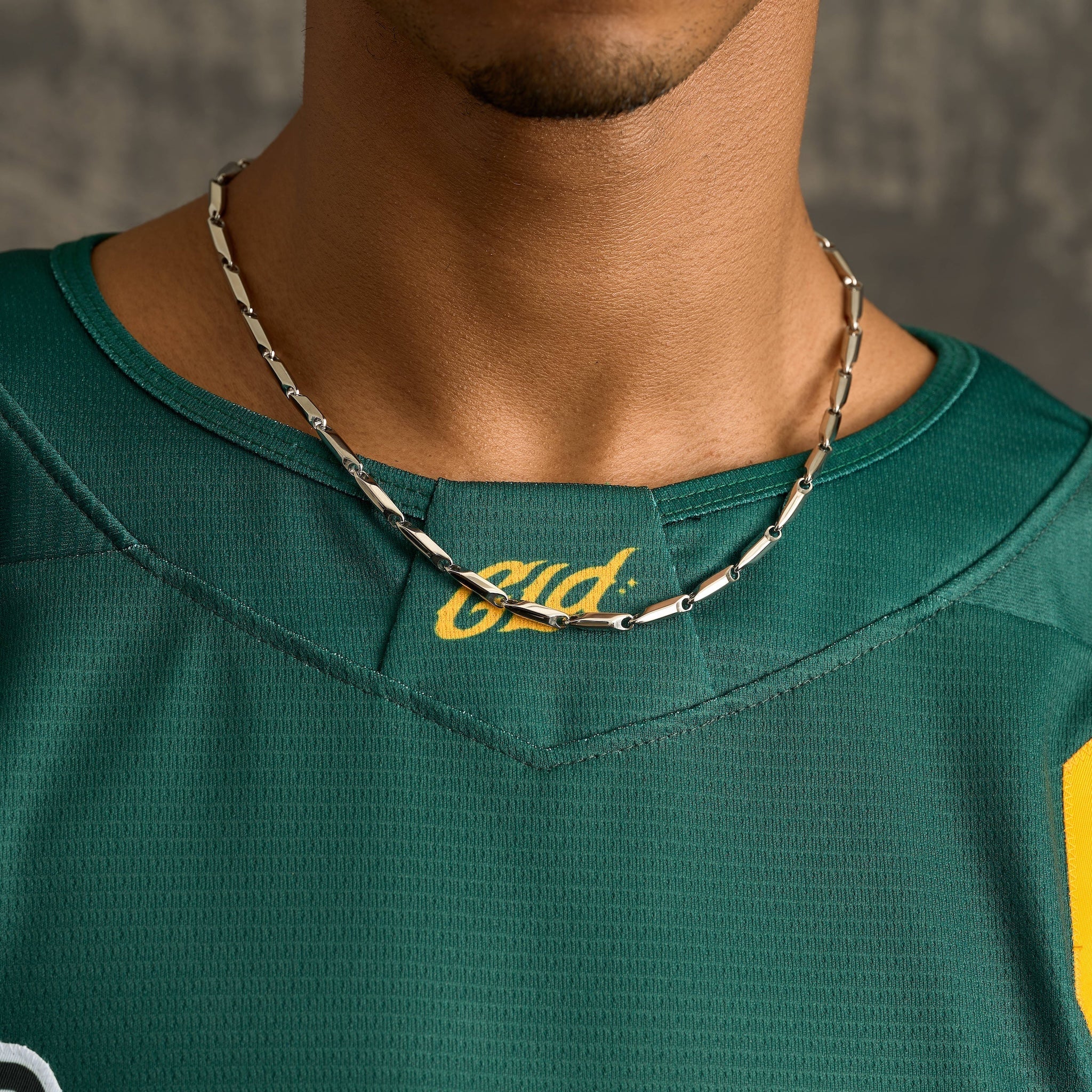 Bar Link Chain in White Gold - 4mm