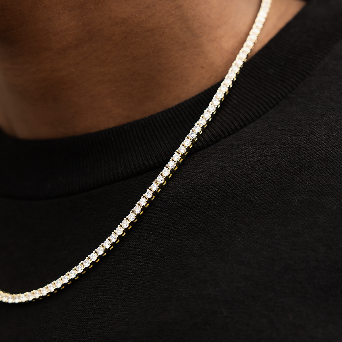 Diamond Tennis Chain in Yellow Gold- 3mm