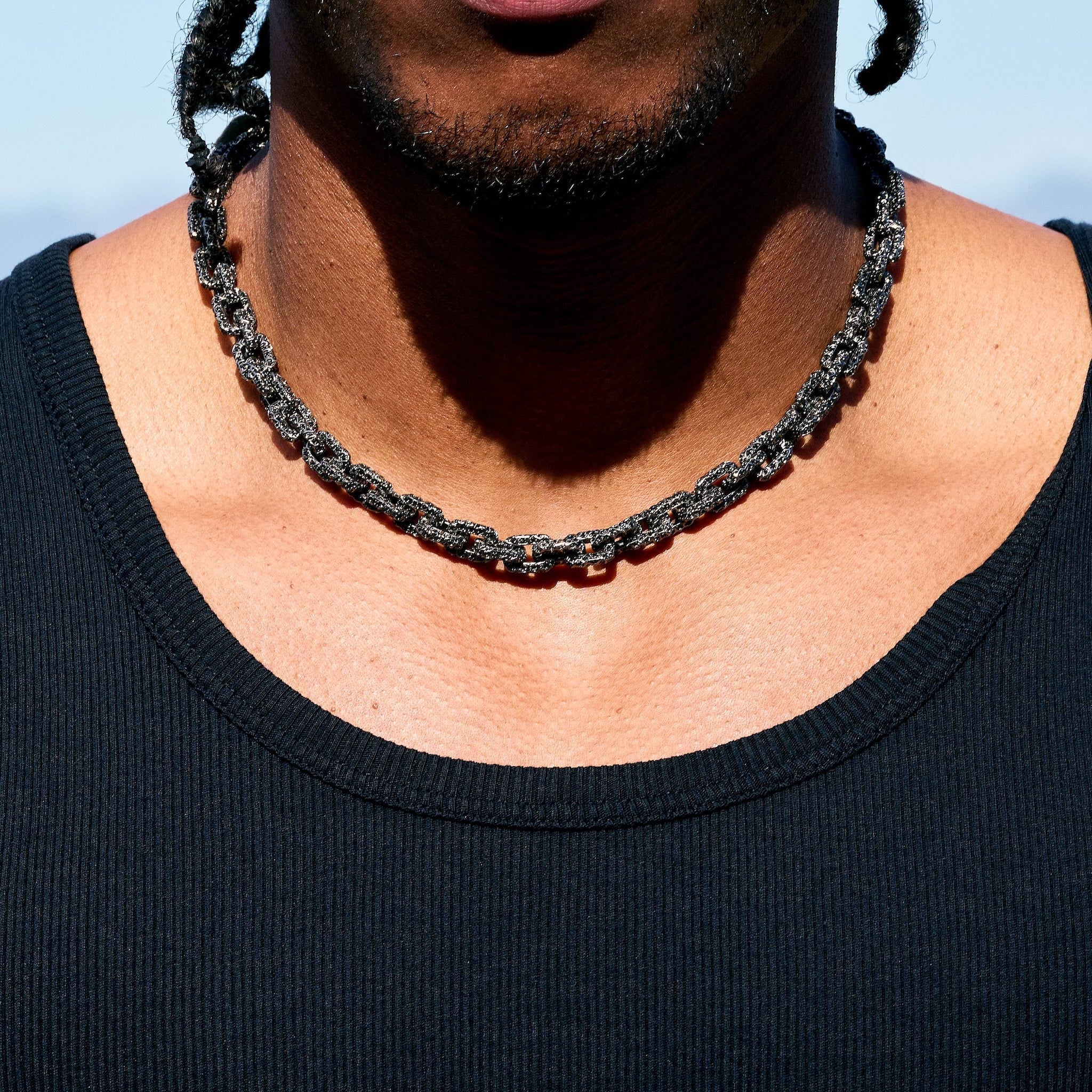 GLD X Bloody Osiris Iced Black Voronoi Link Chain in Black Silver
