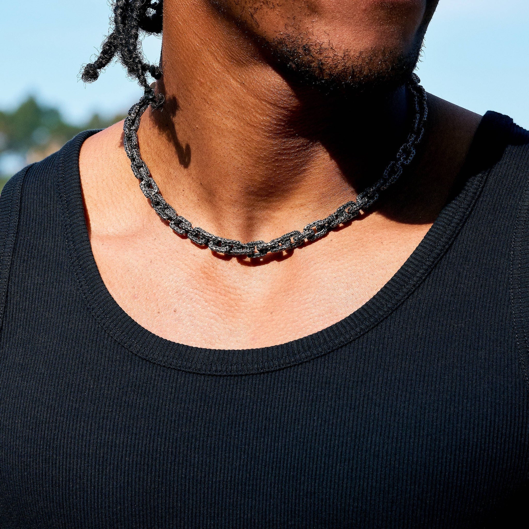 GLD X Bloody Osiris Lab Diamond Voronoi Link Chain in Solid Black Gold