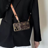 Classic Letter Crossbody Card Holder iPhone Case