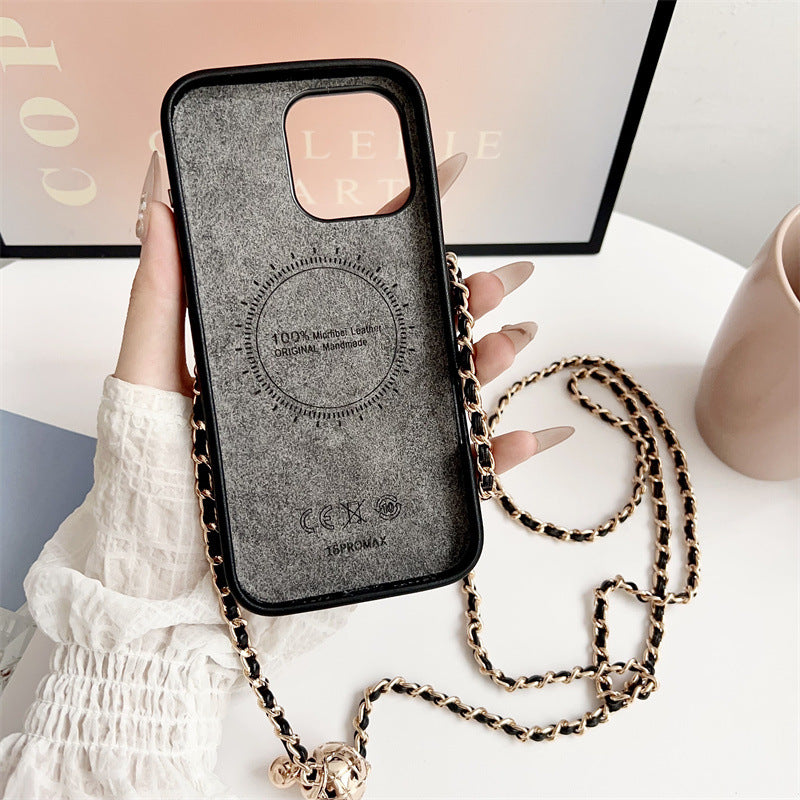 Crossbody Metal Buckle Leather iPhone Case