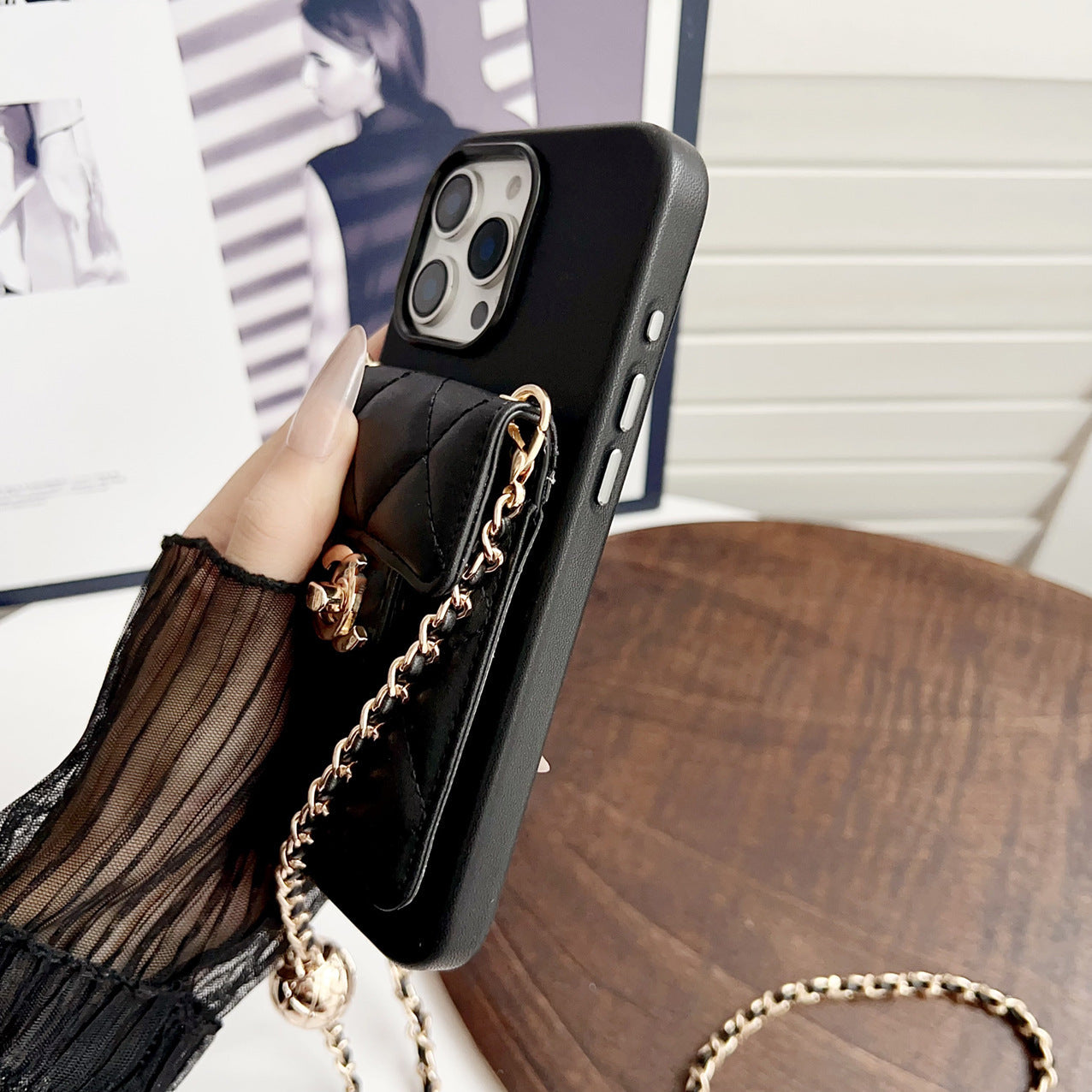 Crossbody Metal Buckle Leather iPhone Case