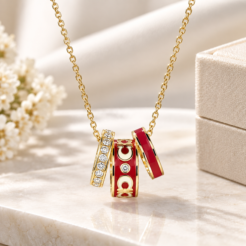 Enamel and Crystal Necklace