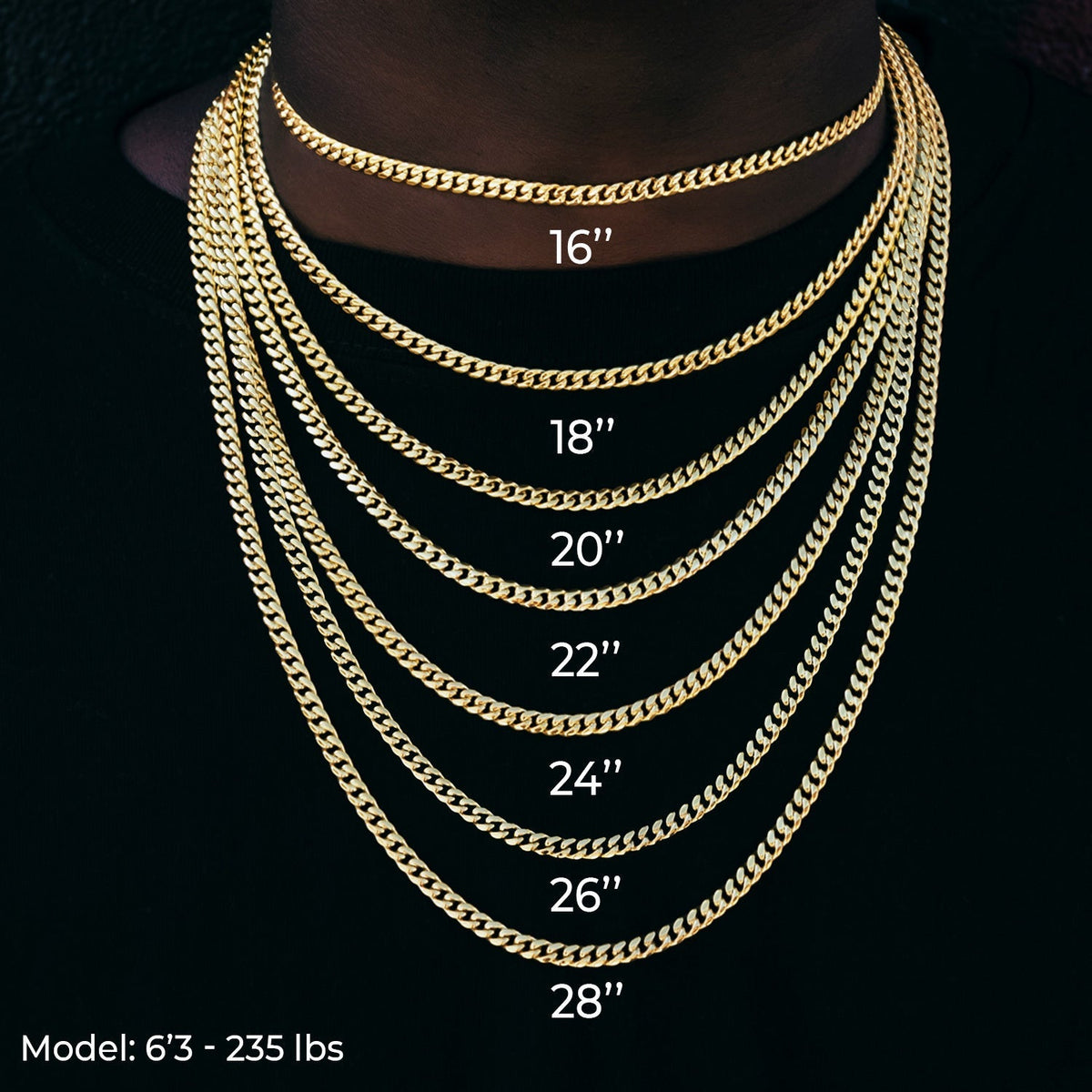 Micro Clustered Tennis Chain in Yellow Gold - 6mm