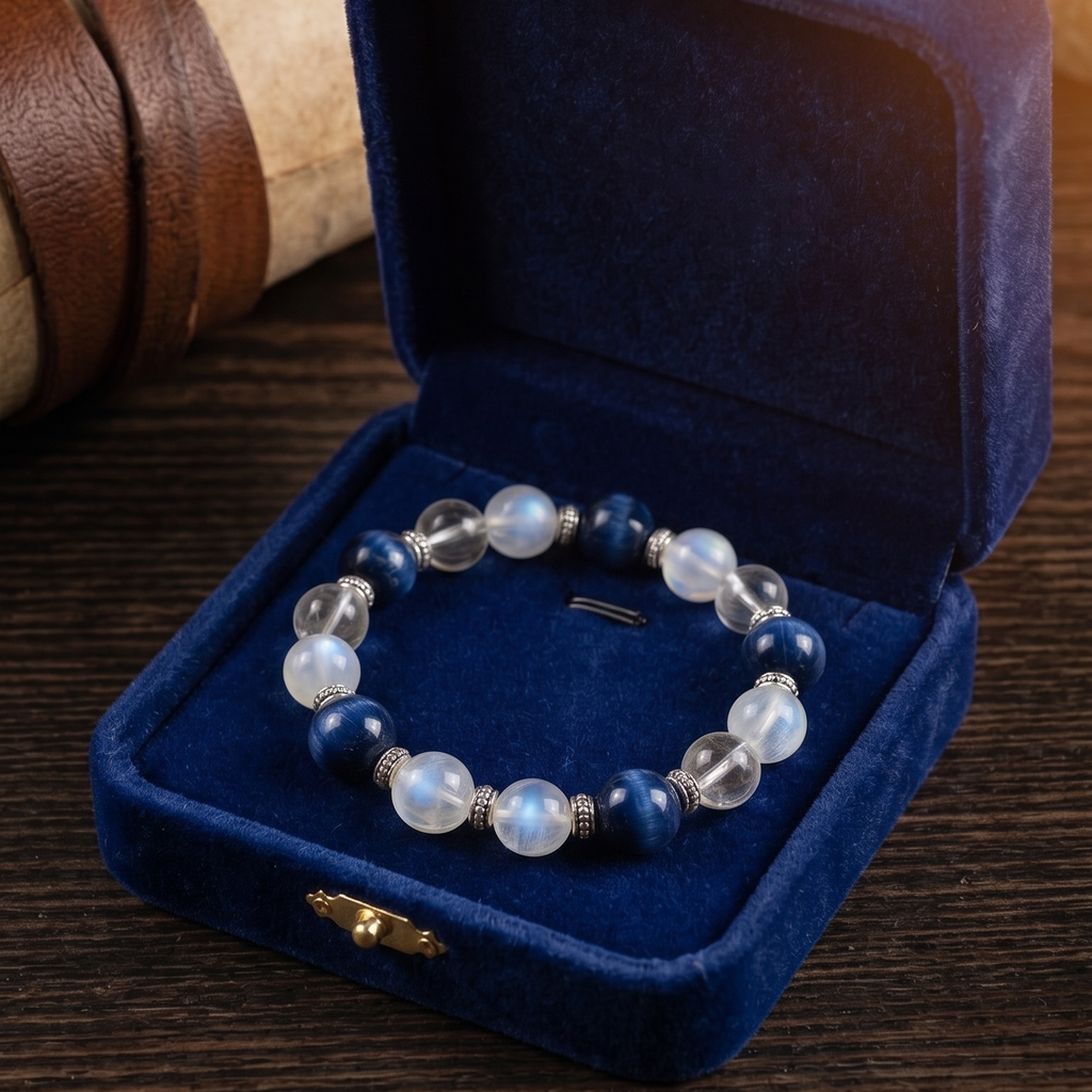 Handcrafted Moonstone & Kyanite Energy Bracelet