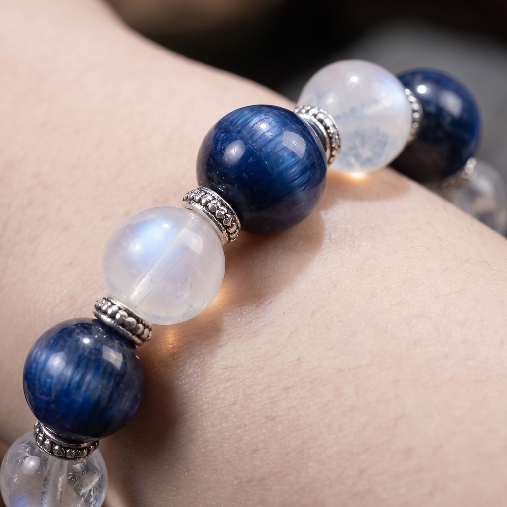 Handcrafted Moonstone & Kyanite Energy Bracelet