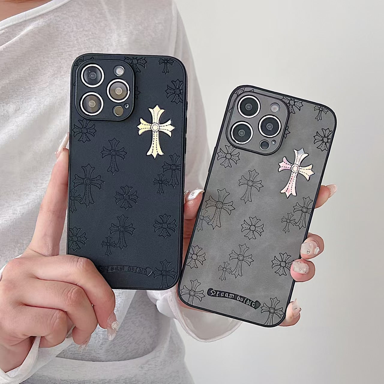 Laser ChromeHearts Pattern iPhone Case