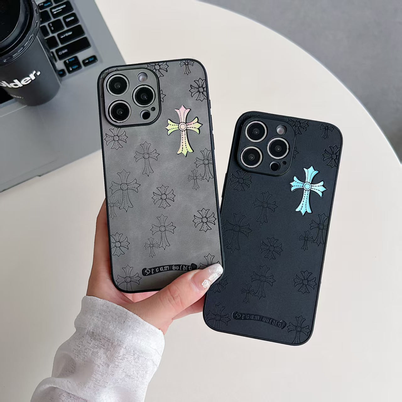 Laser ChromeHearts Pattern iPhone Case