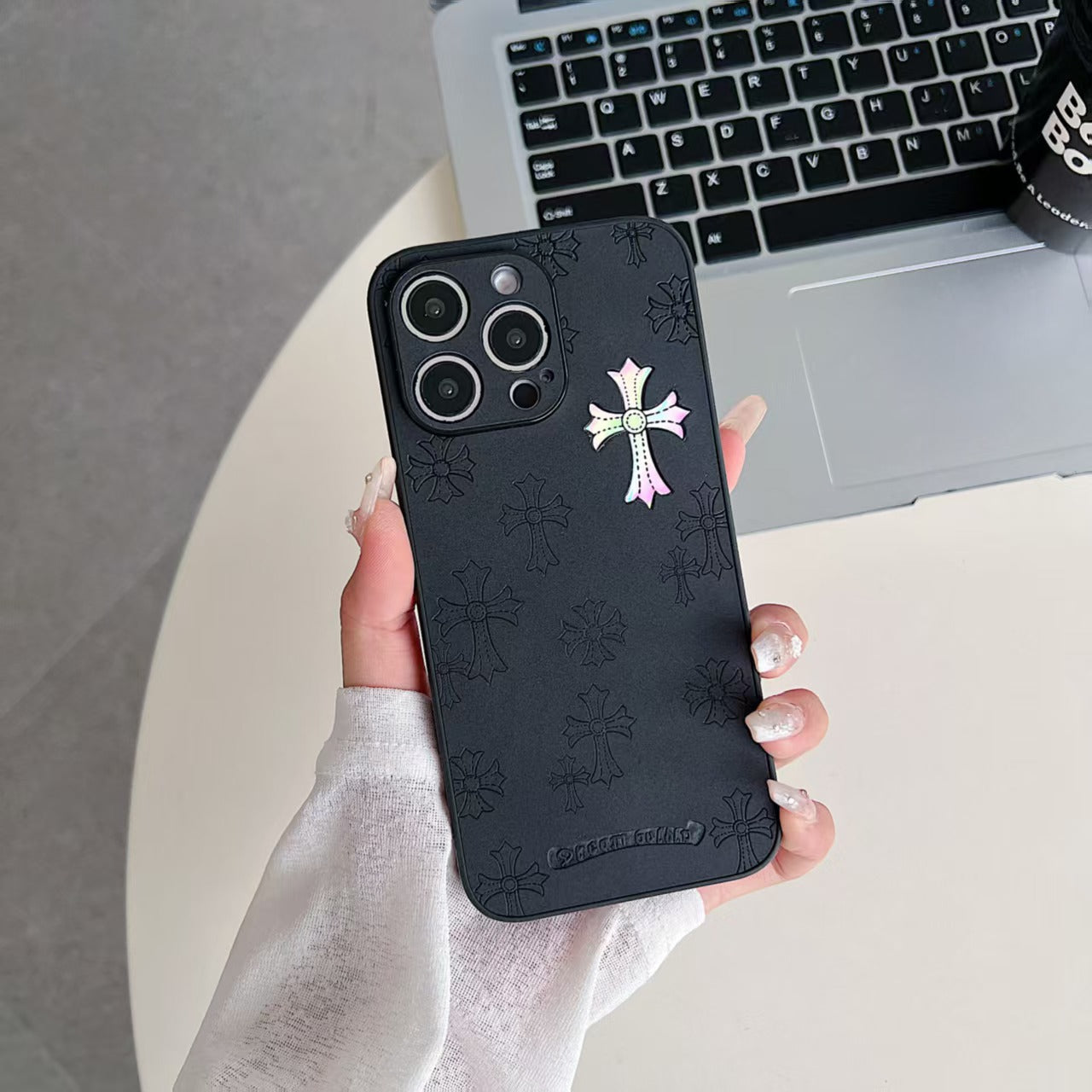 Laser ChromeHearts Pattern iPhone Case