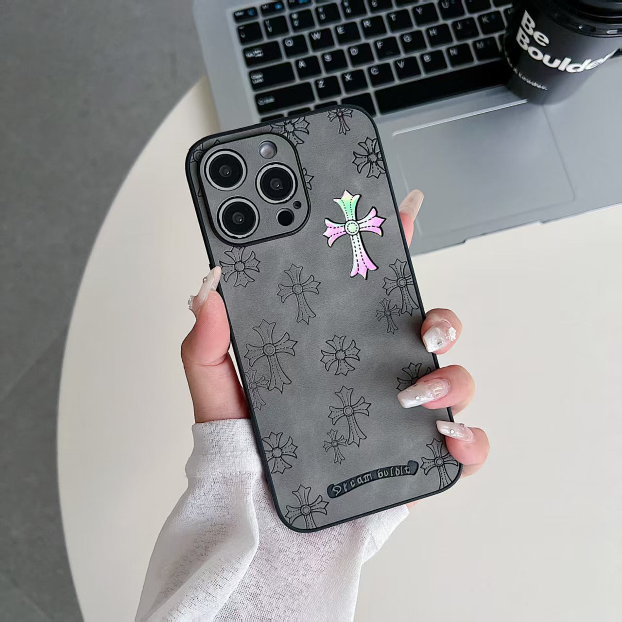 Laser ChromeHearts Pattern iPhone Case