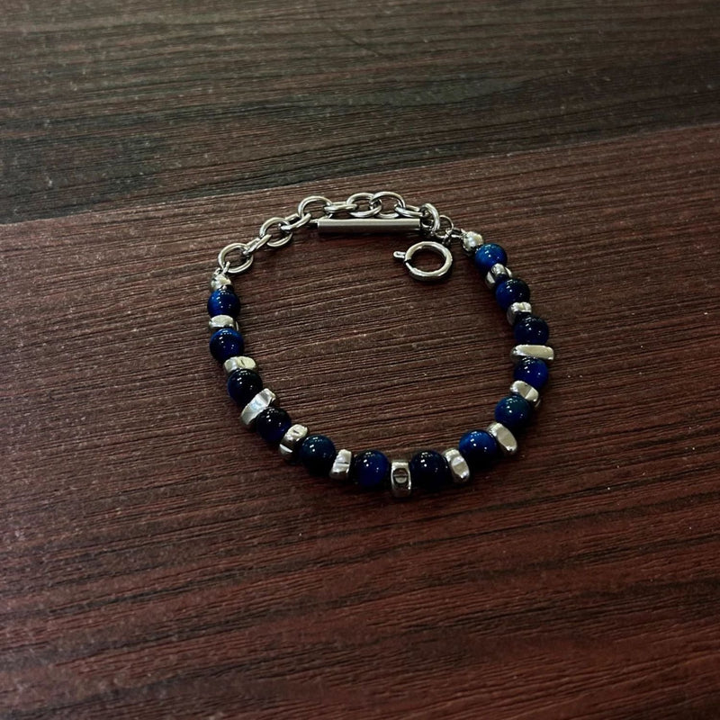 Blue Mixed-Bead Statement Bracelet