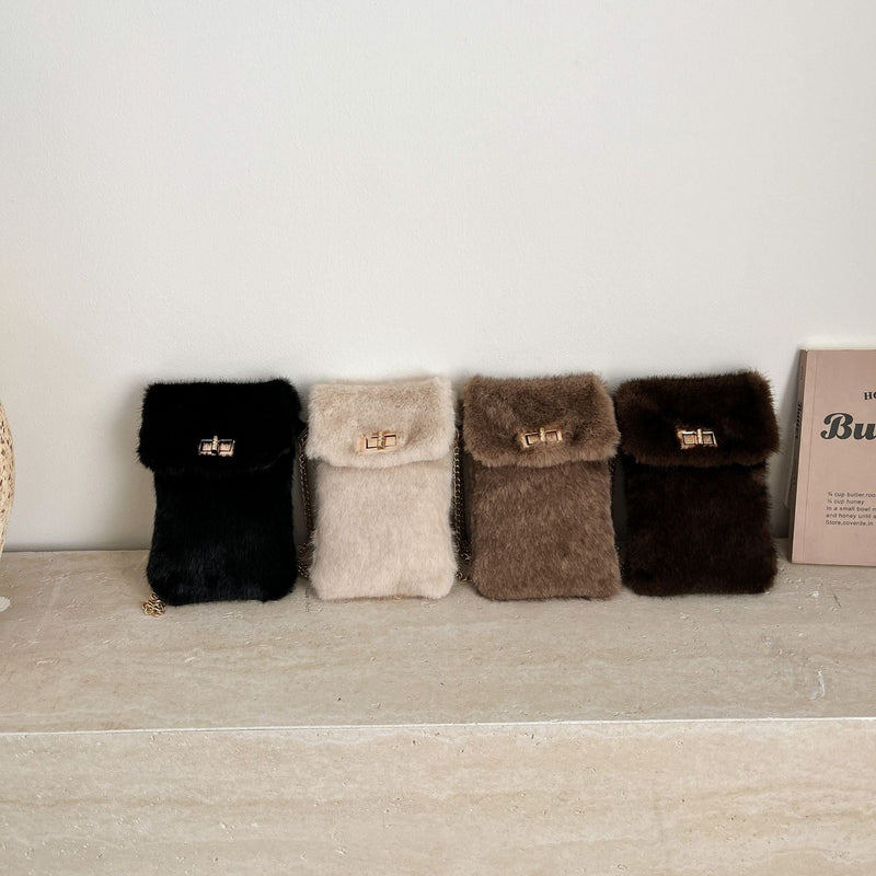 Small Square Plush Messenger Bag for Phone