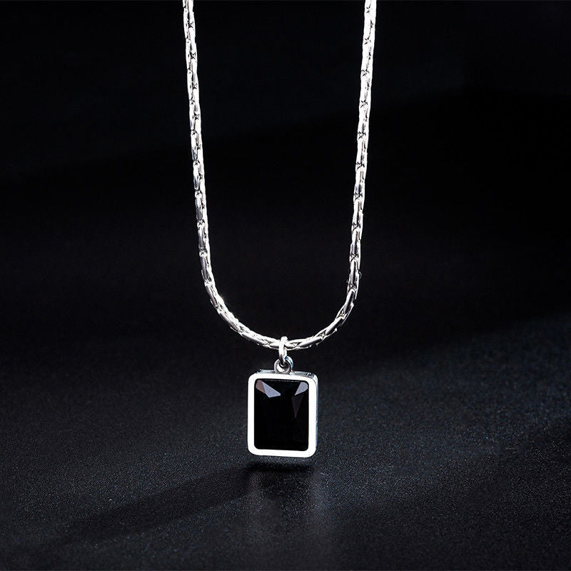 Black Square Pendant Necklace