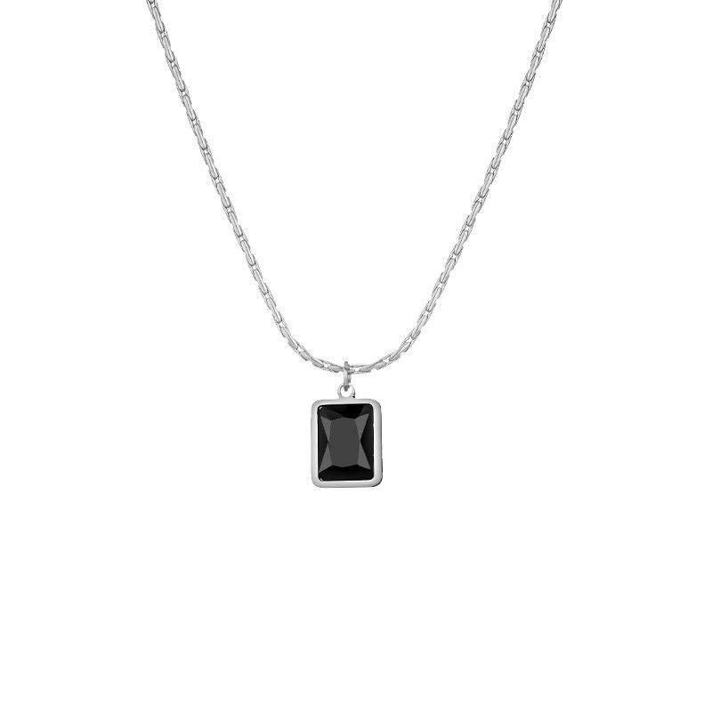 Black Square Pendant Necklace