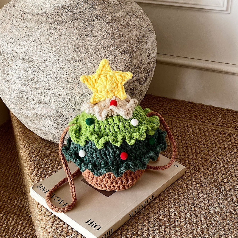 Trendy Christmas Tree Knitted Messenger Bag