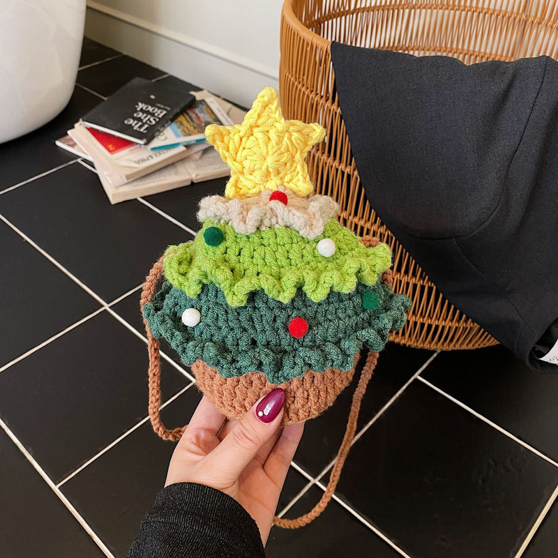 Trendy Christmas Tree Knitted Messenger Bag