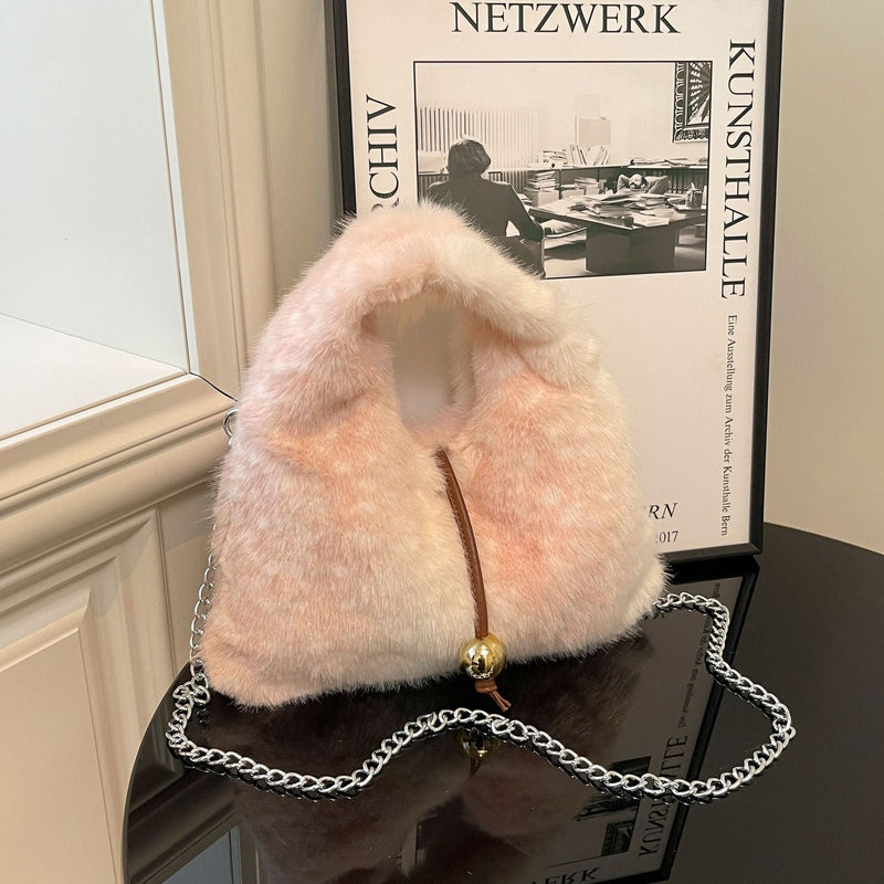 Trendy Plush Chain Shoulder Bag for Daily Use