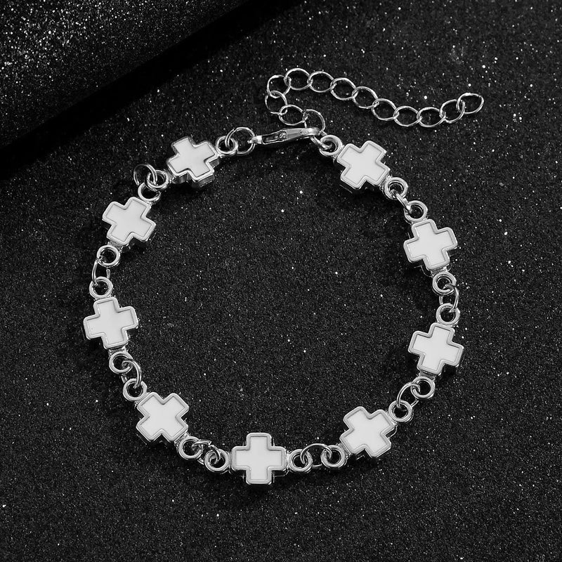 Black and White Cross Bracelet Set
