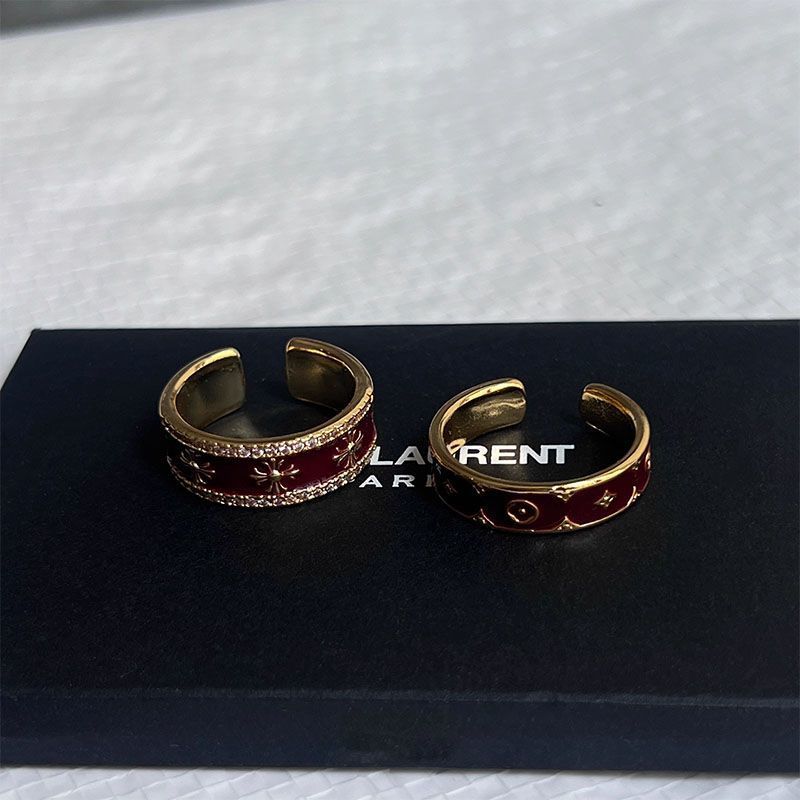 Vintage Burgundy Enamel Adjustable Ring