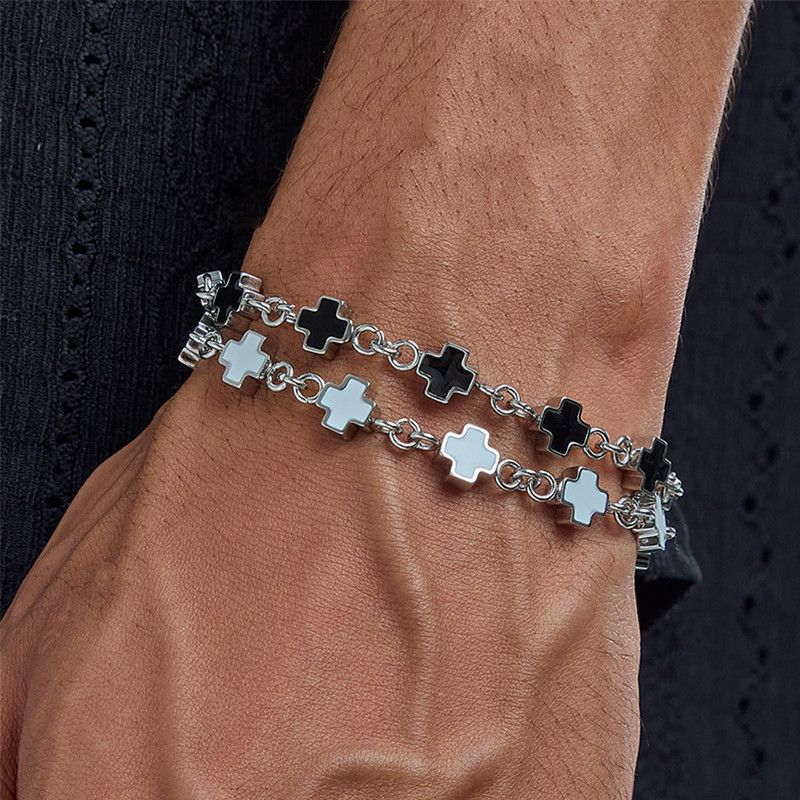 Black and White Cross Bracelet Set