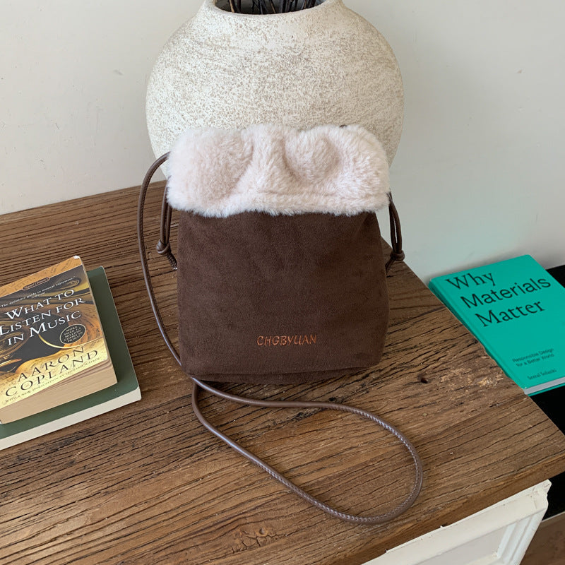 Retro Plush Splicing Messenger Bag