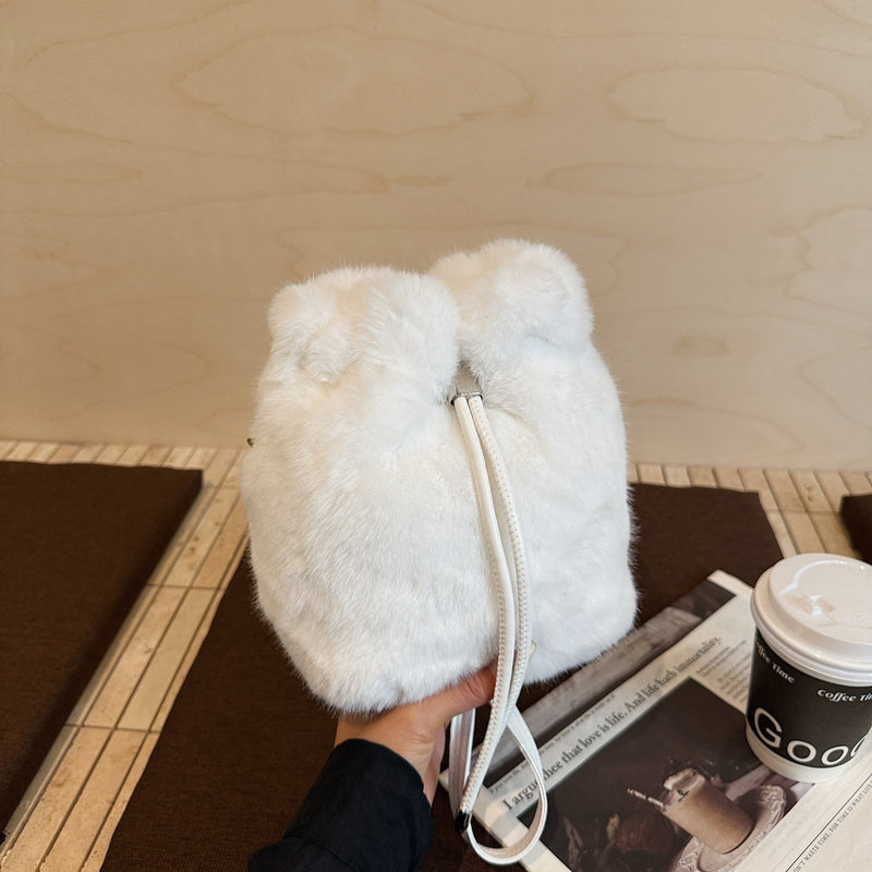 Plush Bucket Bag Fashionable Cute Shoulder Messenger Bag