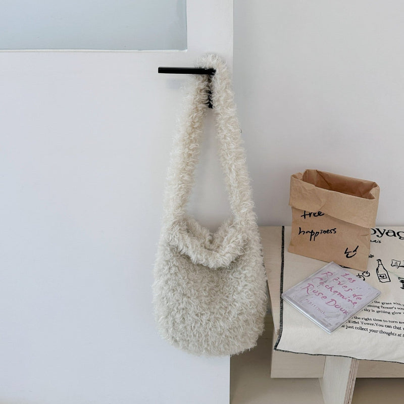 Women's Plush Bucket Bag Large Capacity Autumn Winter Shoulder Bag