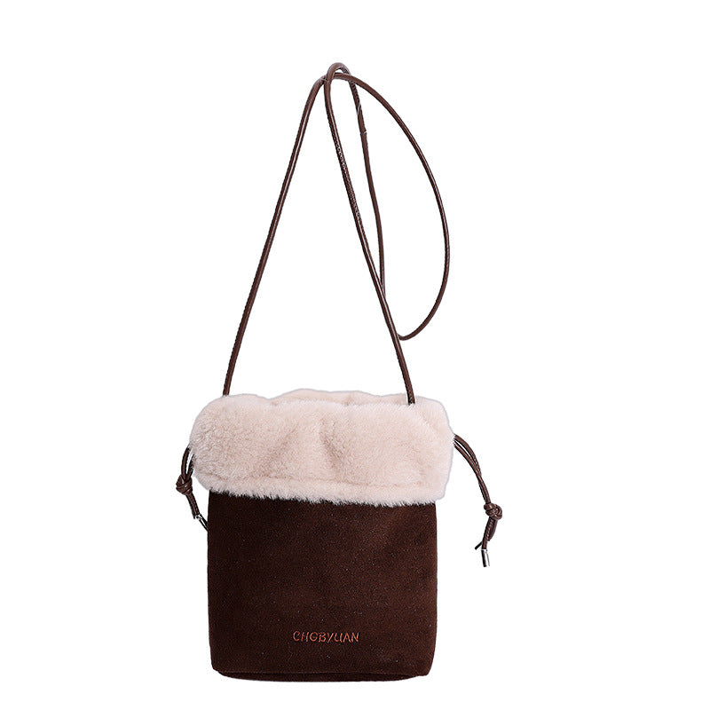 Retro Plush Splicing Messenger Bag