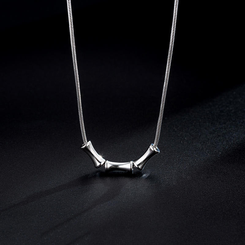 Silver Bamboo Link Necklace