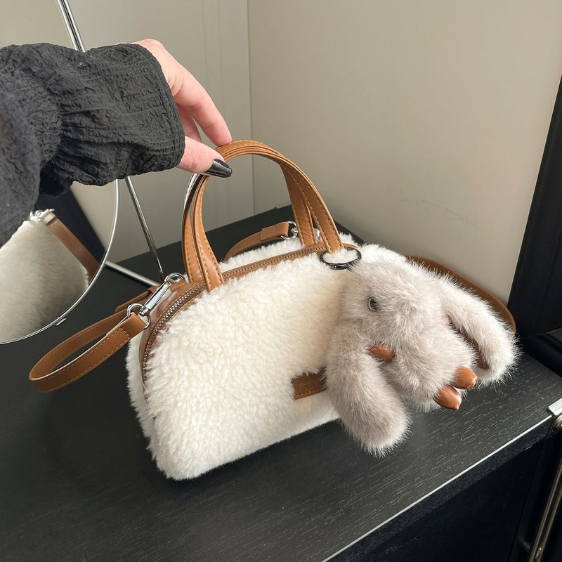 Light Luxury Plush Women's Shoulder Bag Retro Commuter Messenger