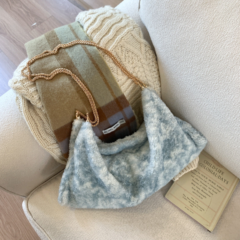 Trendy Fluffy Dumpling Shoulder Bag with Chain