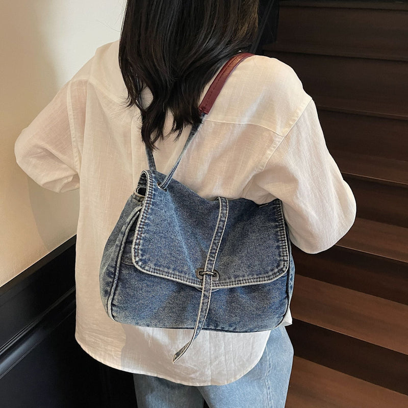 Retro Denim Messenger Bag for Commuters