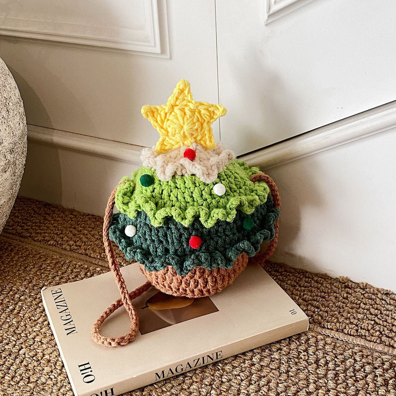 Trendy Christmas Tree Knitted Messenger Bag