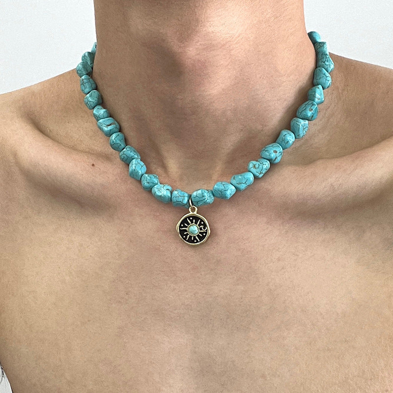 Vintage Turquoise Sunflower Necklace