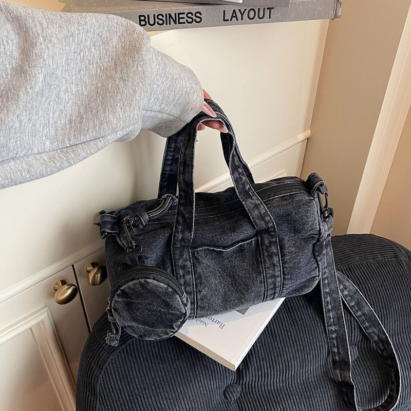 Retro Denim Messenger Bag for Women - Large Capacity Casual Shoulder Bag