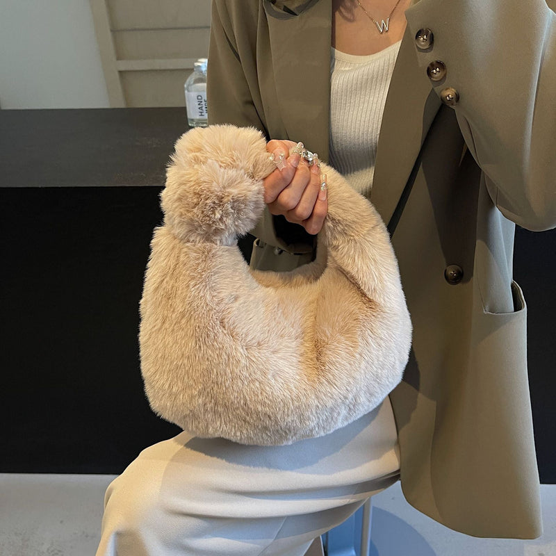 Plush Handbag Women's Versatile Dinner Bag