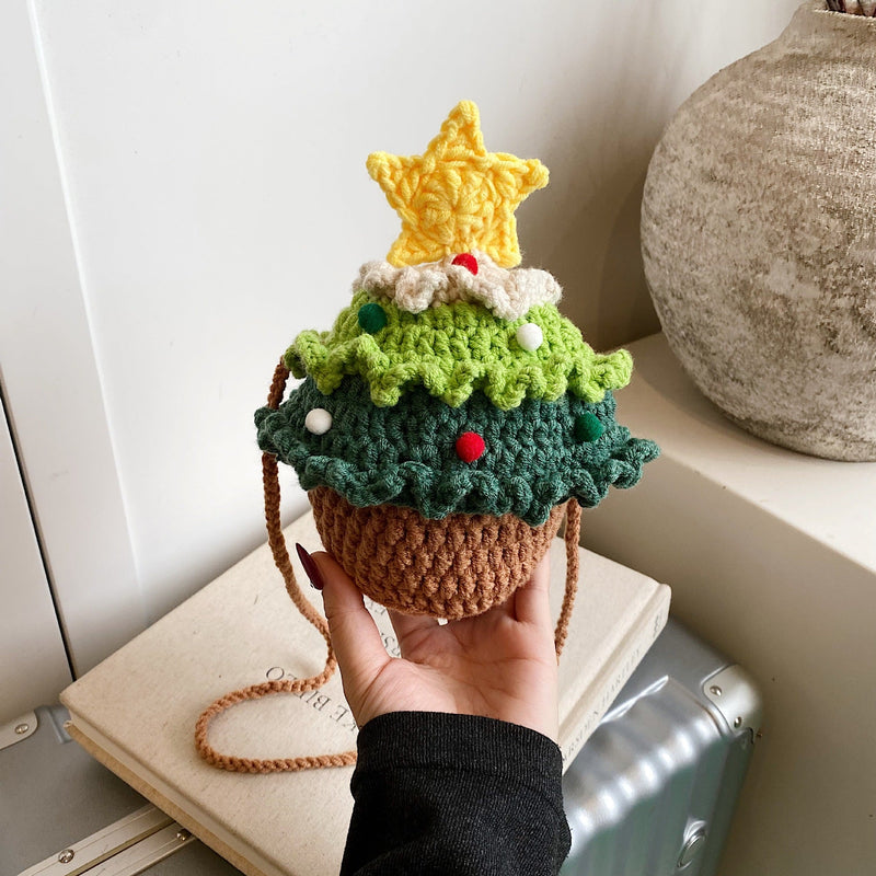Trendy Christmas Tree Knitted Messenger Bag